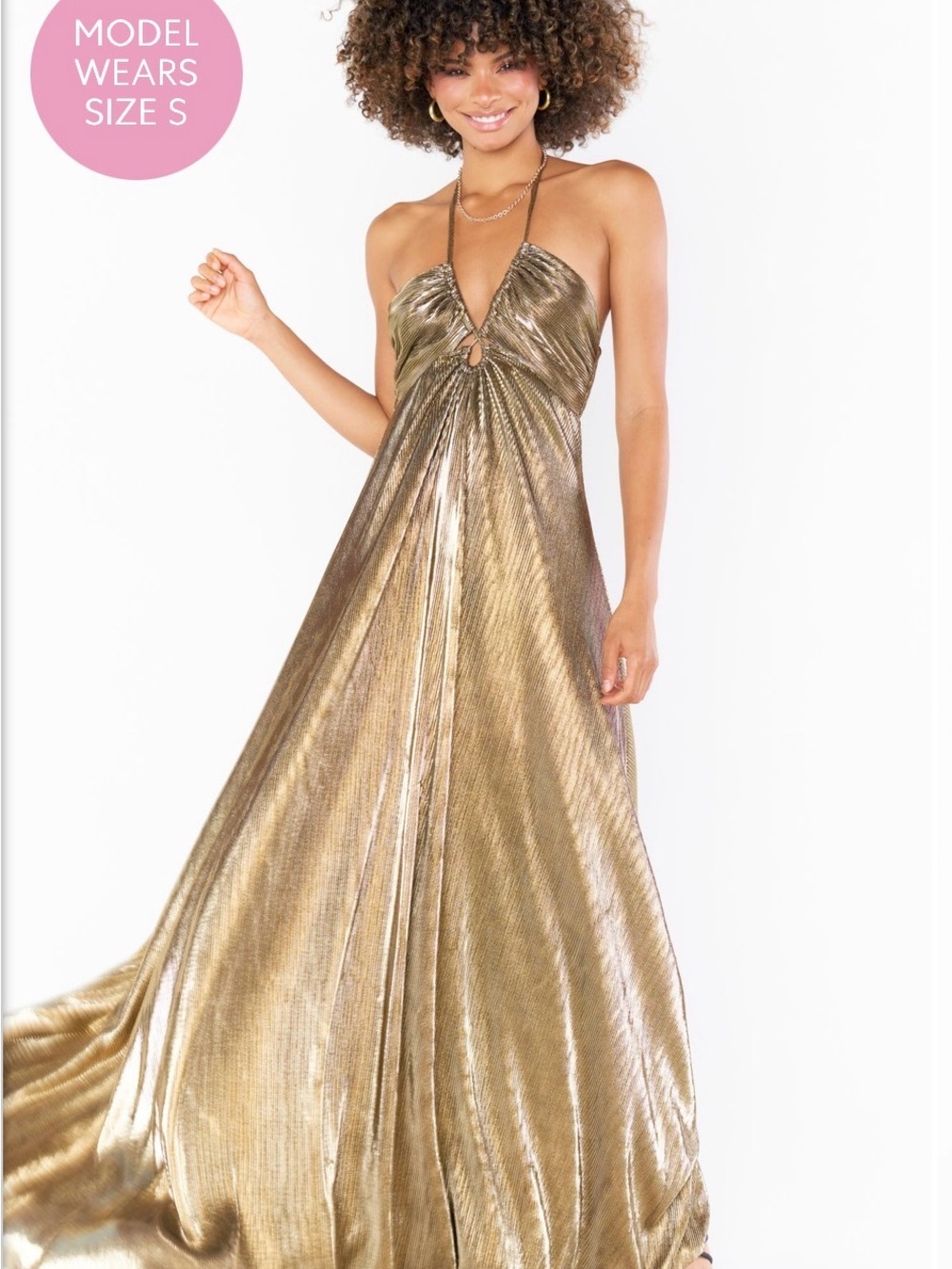 Show Me Your MuMu Metallic Gold Halter Maxi Dress